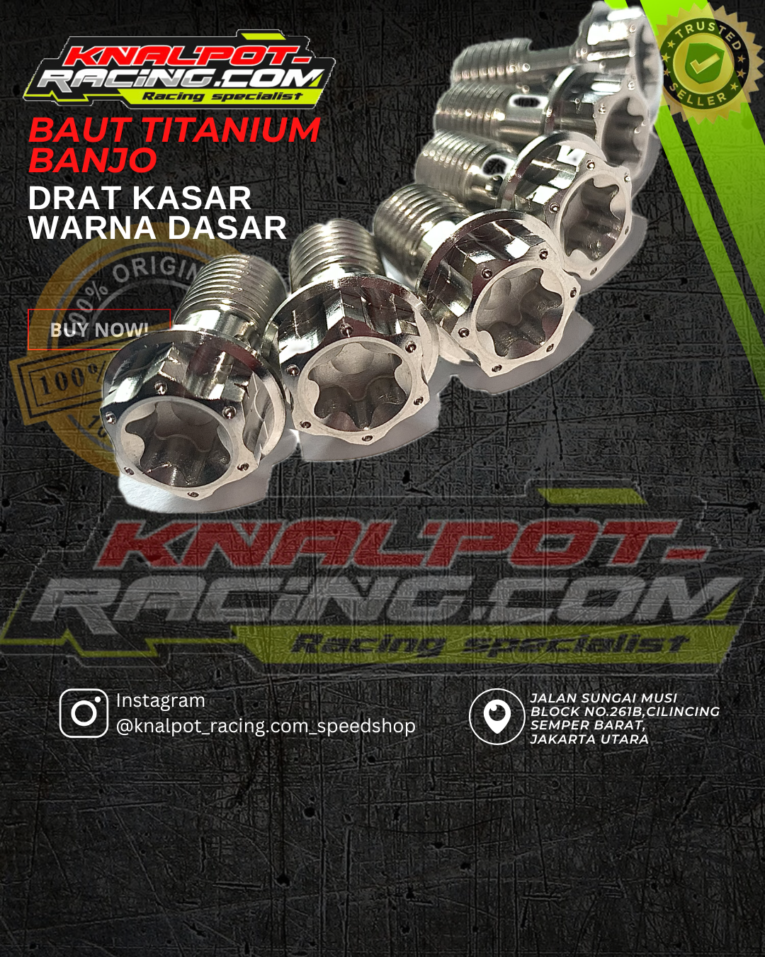 BAUT TITANIUM BANJO DRAT KASAR WARNA DASAR